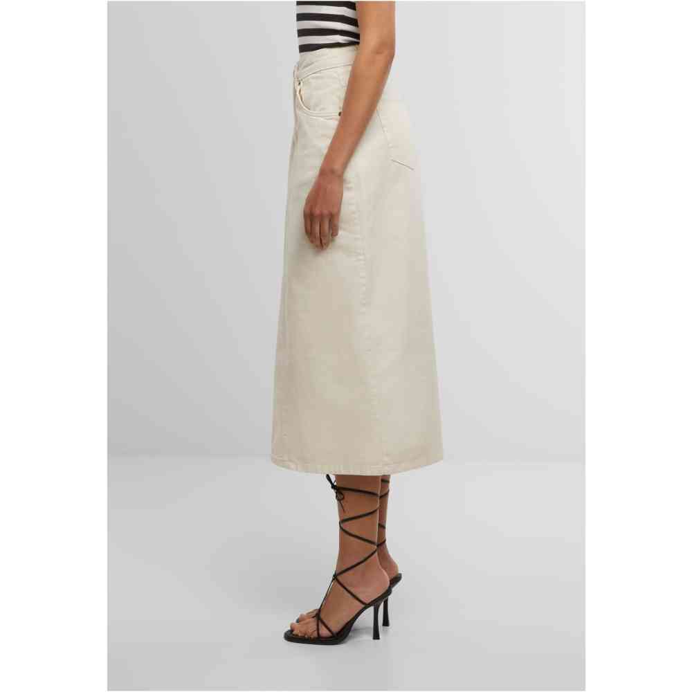 Urban Classics - Soft Denim Midi Jupe longue - Crème
